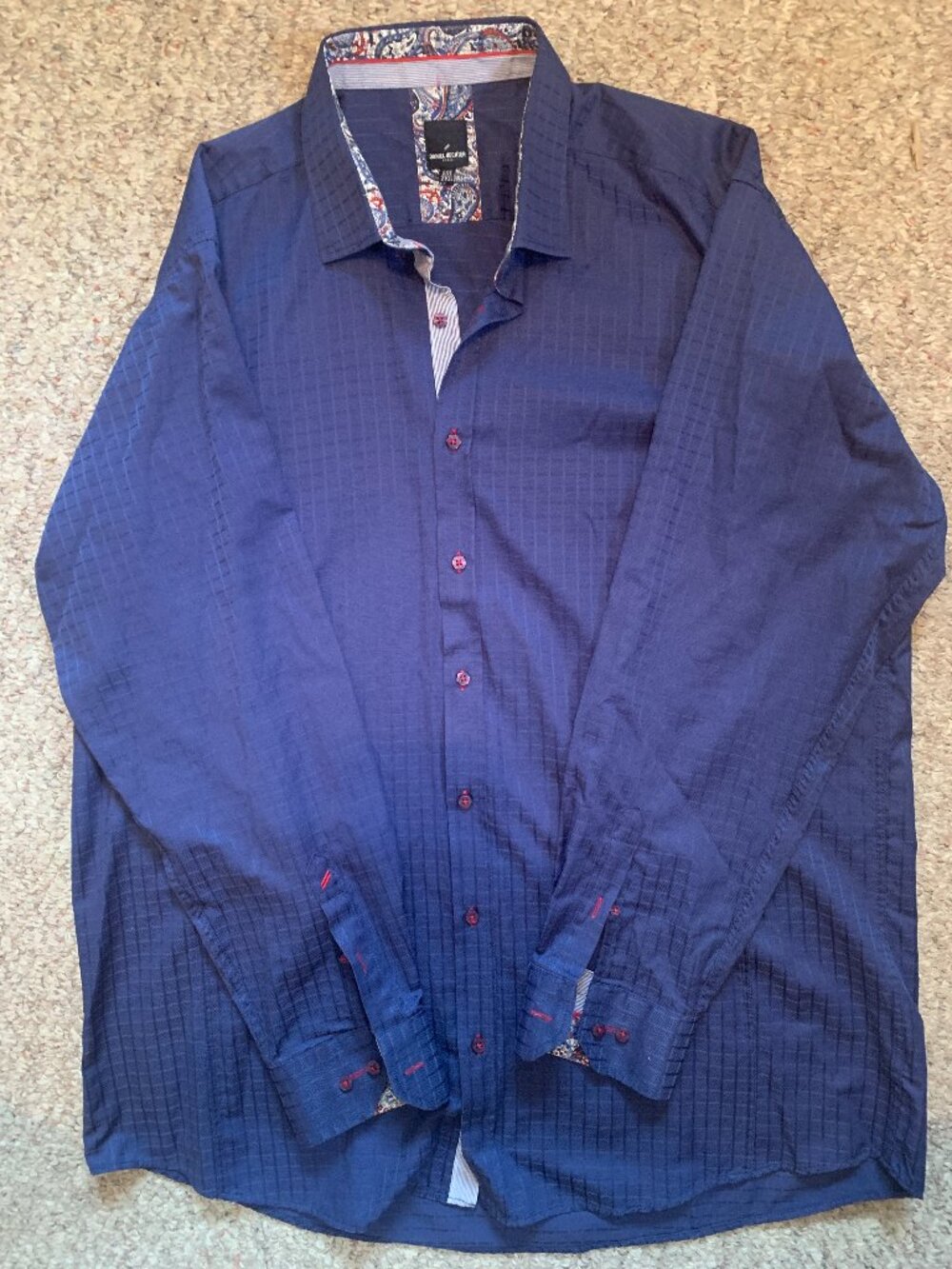 Daniel Hechter Modern Fit 2XLT Dress Shirt with Paisley and Stripes Accents - Picture 2 of 4